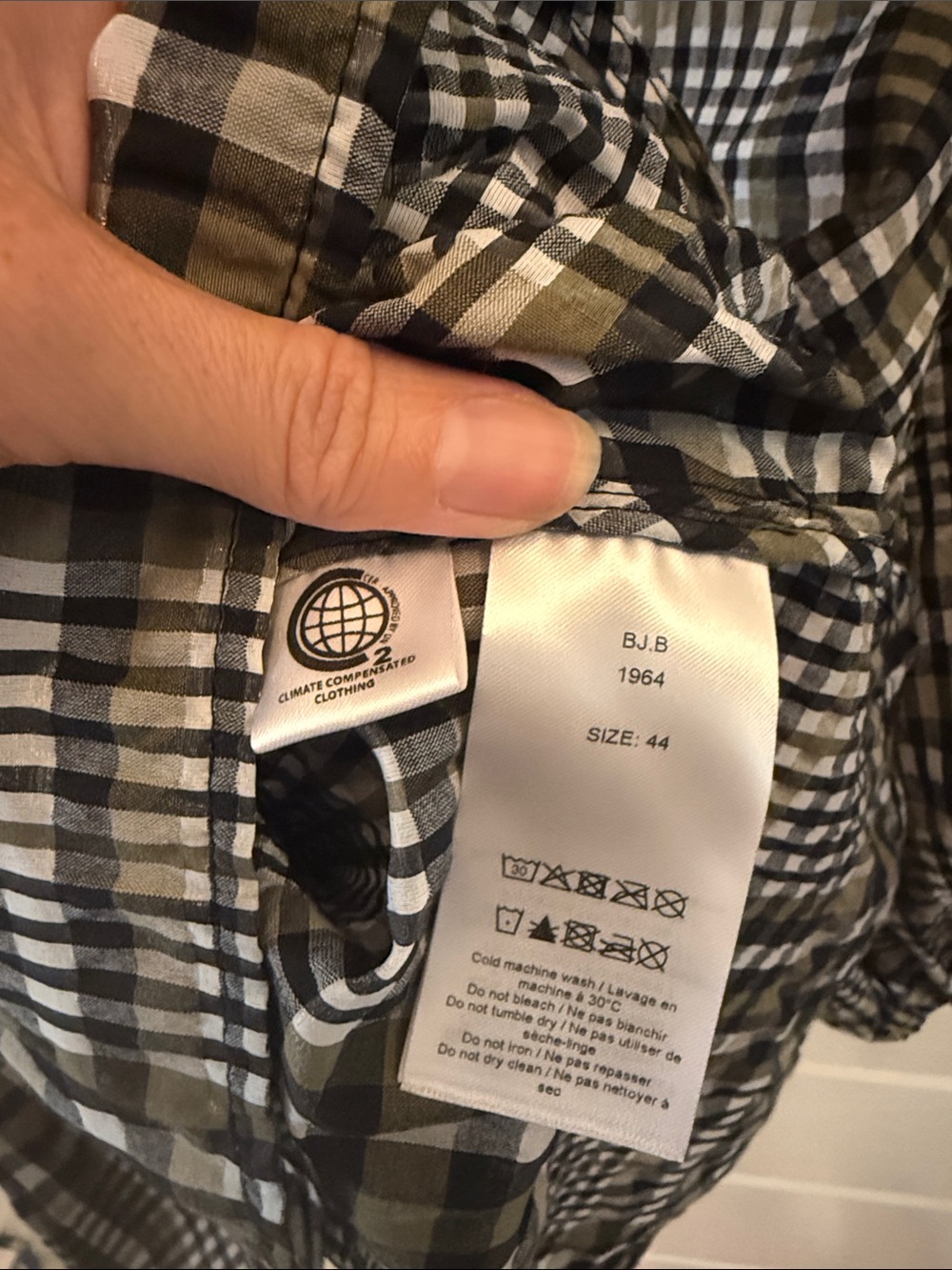 Ganni Textured Flirty Plaid Puff-Sleeve Top - Picture 3 of 4